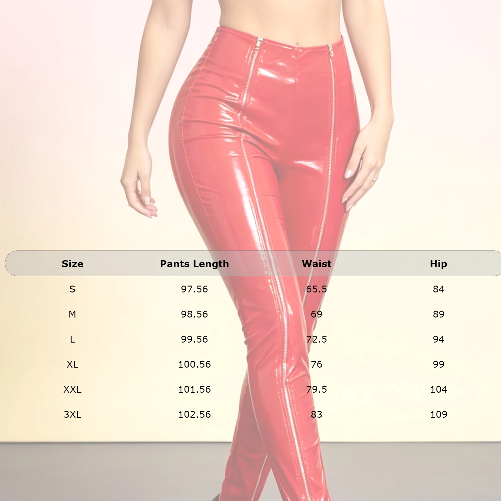 Shiny Patent Leather Bodycon Pencil Pants Women High Waist Gothic Stretch Slim Trousers Zipper Crotch Pants Custome Clubwear