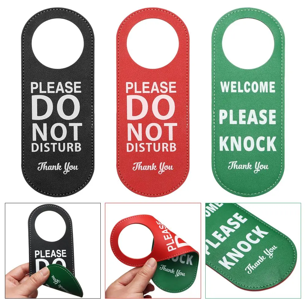 Hotel Bulletin Board Tips Tag PU Leather Cleaning Label Do Not Disturb Signs Door Knobs Hanger Pendant Door Hanger Tags