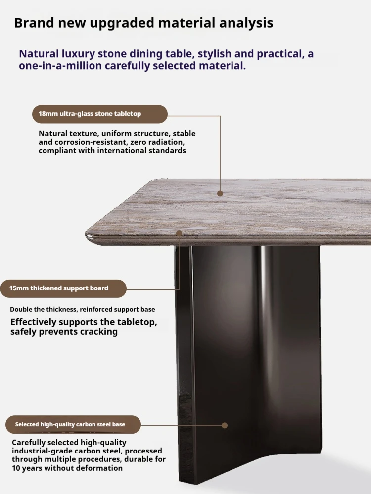 Tavolo da pranzo moderno in stile italiano Set Tavolo di lusso in pietra super cristallo con piano in marmo naturale, tavolo da pranzo rettangolare personalizzato
