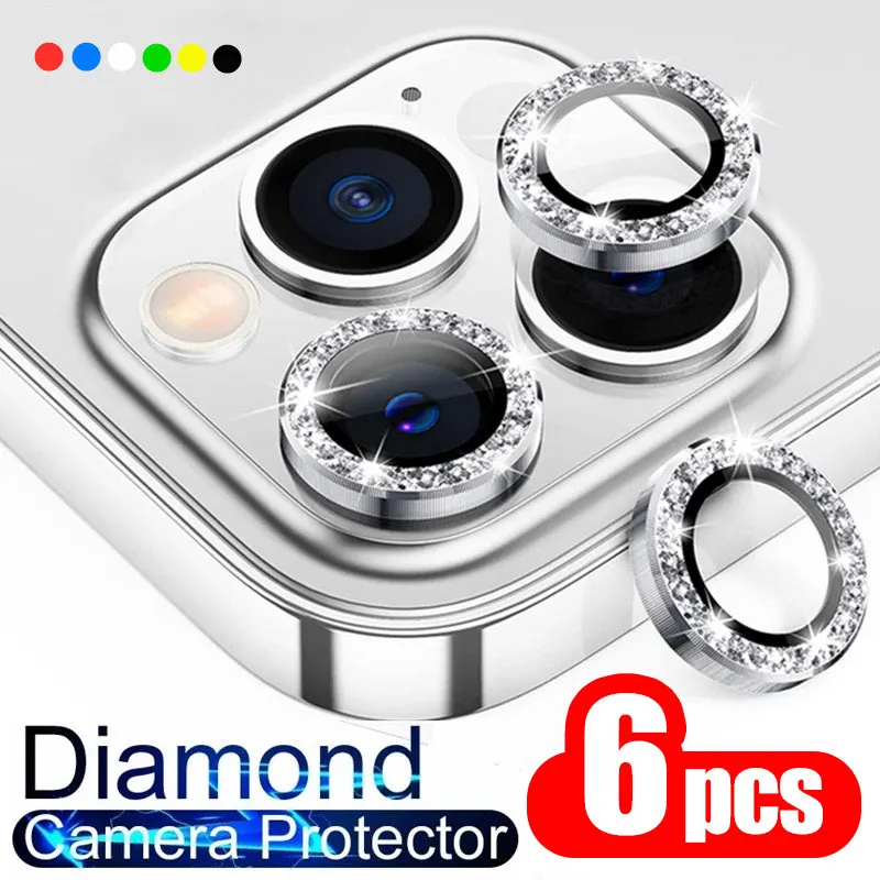 6PCS Diamant-Metall-Kameraobjektivschutz für iPhone 18 Pro Max Duo 17 13 16 15 14 11 12 Mini Air Schutzfolie aus Glas