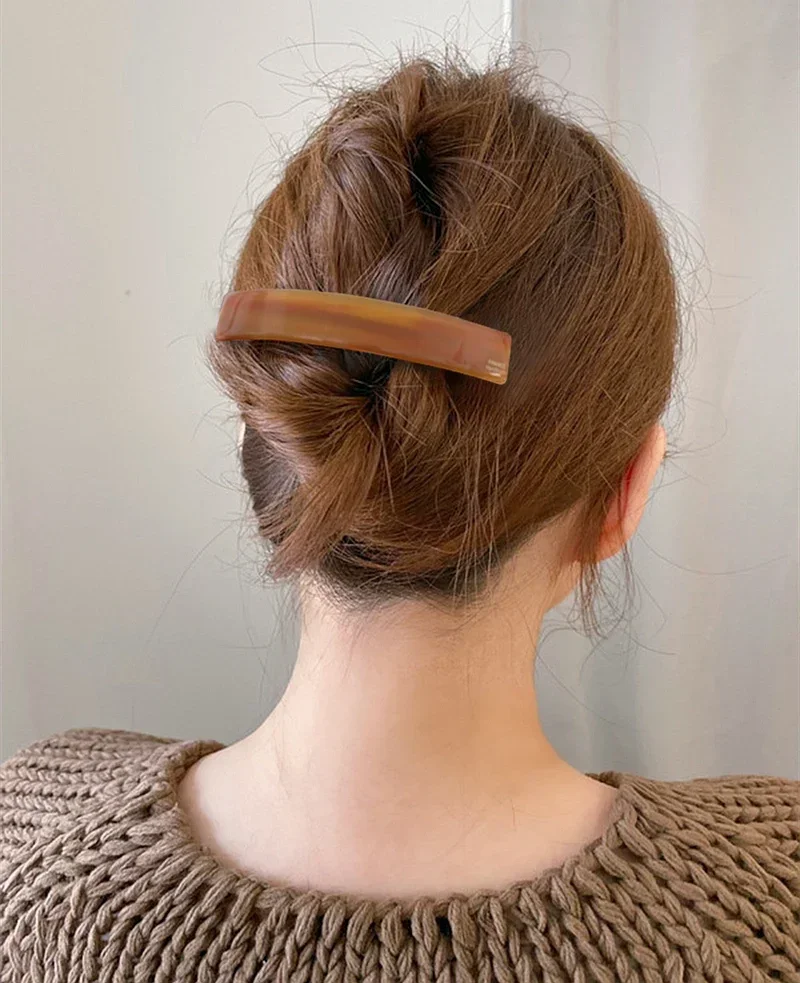 Französisches minimalistisches Temperament ~ Hochwertiger gebogener Pferdeschwanz-Clip mit Federklammer aus Südkorea und Frankreich