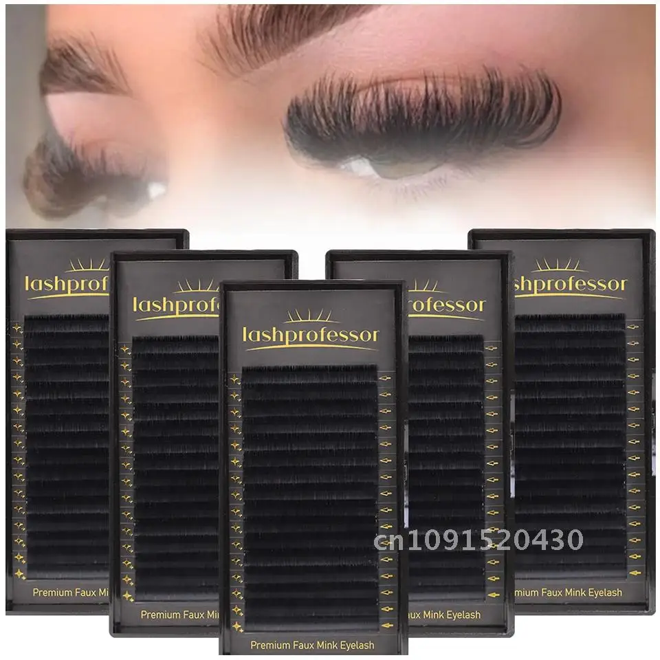 Lashprofessor 5 Cases/Lot 16Rows Classic Individual Eyelash Extension Matte Black Russian Volume Premium Eyelashes Makeup Cilios