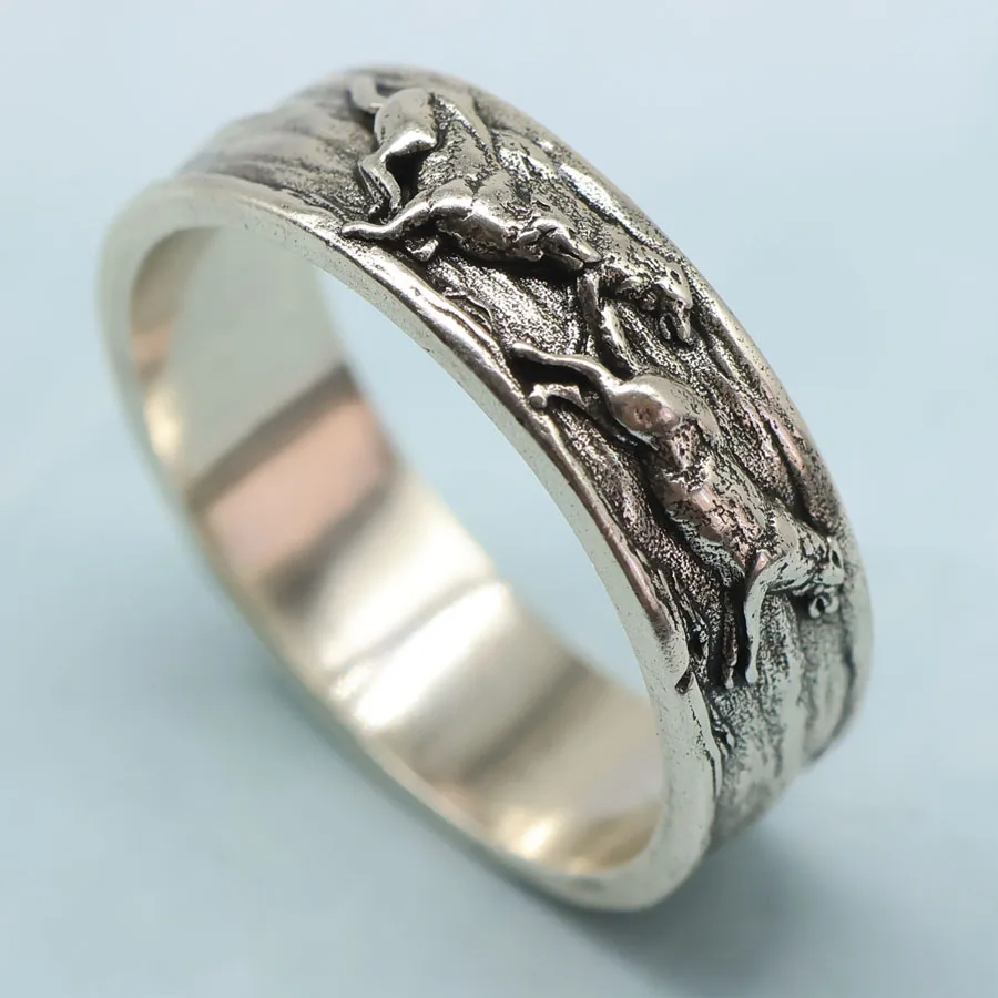 Buy 4 Get 1 Free 24x7mm 5.6g Wolf Ring Running Wolves Wedding Band Stainless steel Rings Many Sizes