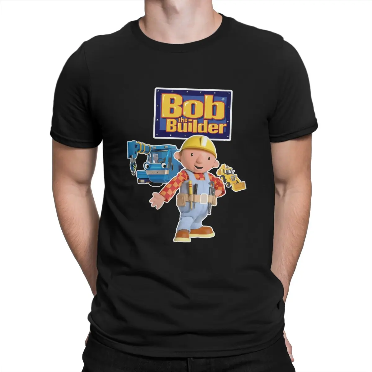 Funny Machines T-Shirt Men Crew Neck Pure Cotton T Shirts Bob The Builder Short Sleeve Tees New Arrival Clothes