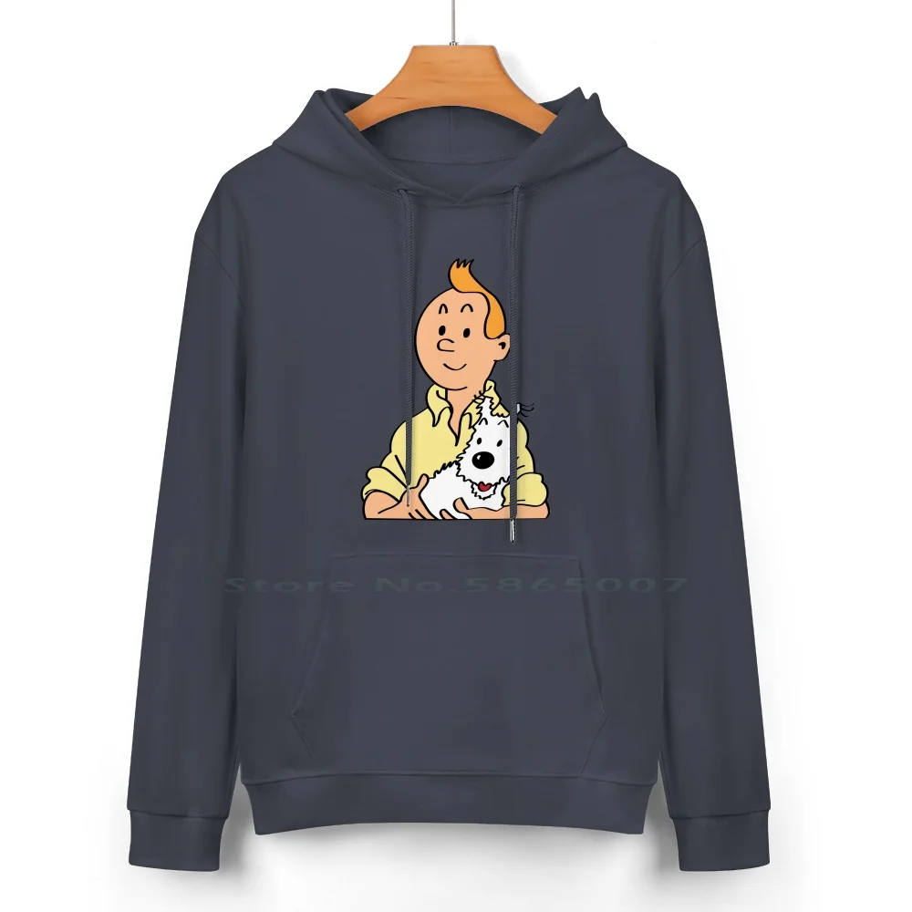 Tin Tin And Snowy Cartoon Pure Cotton Hoodie Sweater 24 Colors Tin Tin And Snowy Cartoon Tin Tin Dog Milou Cartoon Belgium Dog