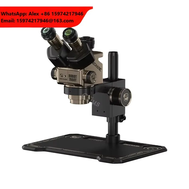 MECHANIC ROBOT 7060T-TG Trinocular Stereo Microscope 7X-60X Continuous Zoom WF10X25 For Mobile Phone Repair Microscope Tools
