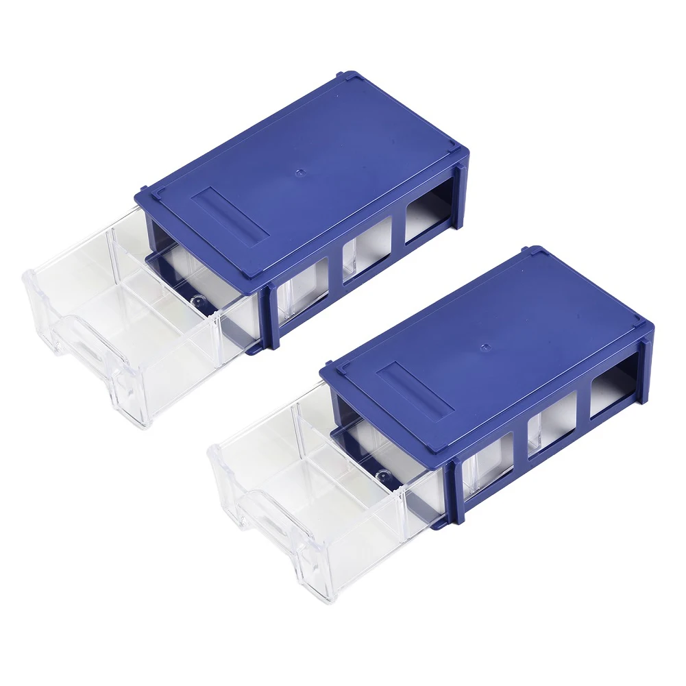 2 X Stackable Plastic Hardware Parts Storage Organizer With Clear Drawers For Screws Components Crafts Sewing Supplies