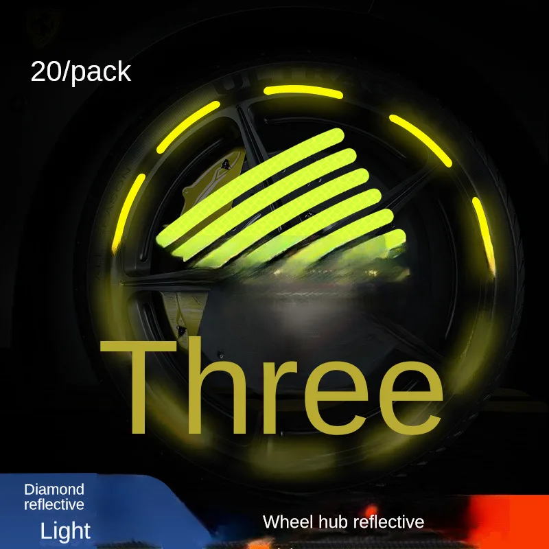 New Car Wheel Hub Reflective Strip, Door Safety Opening Warning Sticker Tape, Car Rear Warning Reflective Tape, Car Accessories