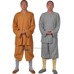 Abito buddista uniforme Shaolin in cotone Kung fu Abiti da meditazione per arti marziali monaco