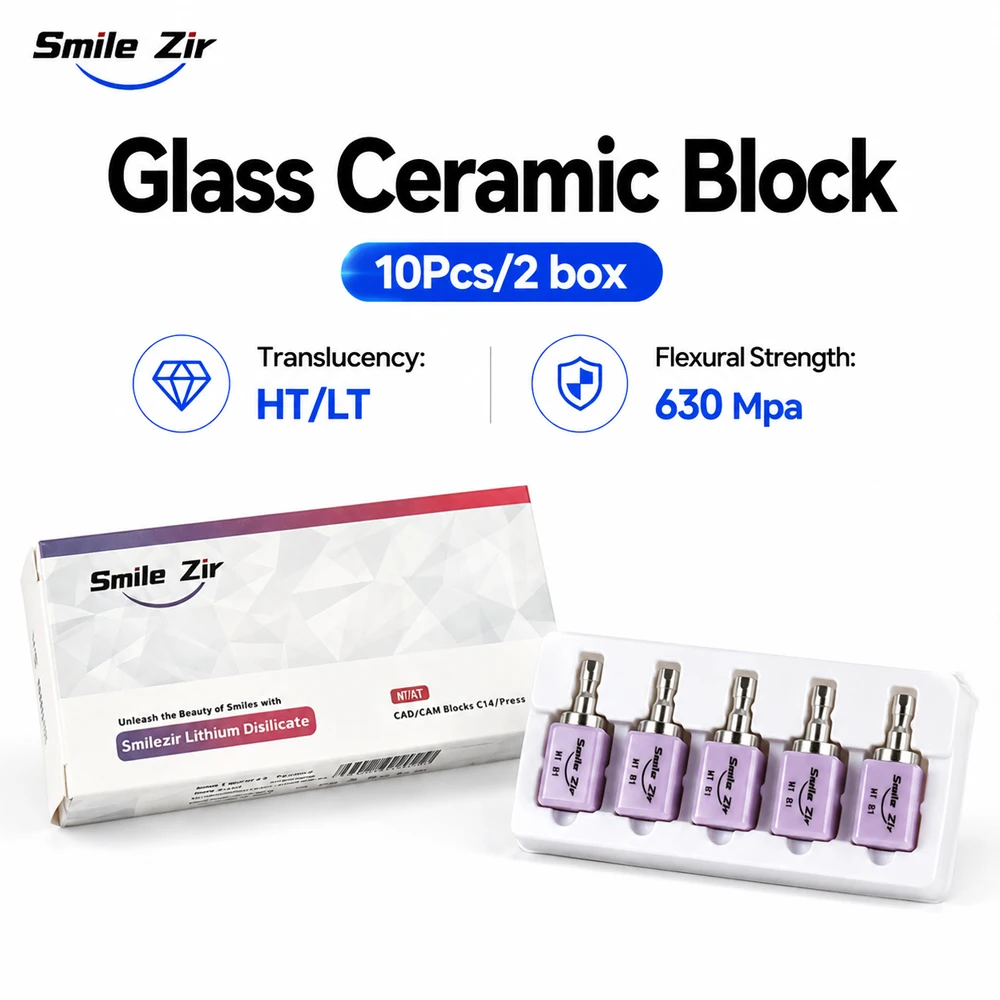 Lithium Disilicate Glass Ceramic Blocks HT LT CAD CAM Milling Blanks Compatible with Cerec System High Translucency Material