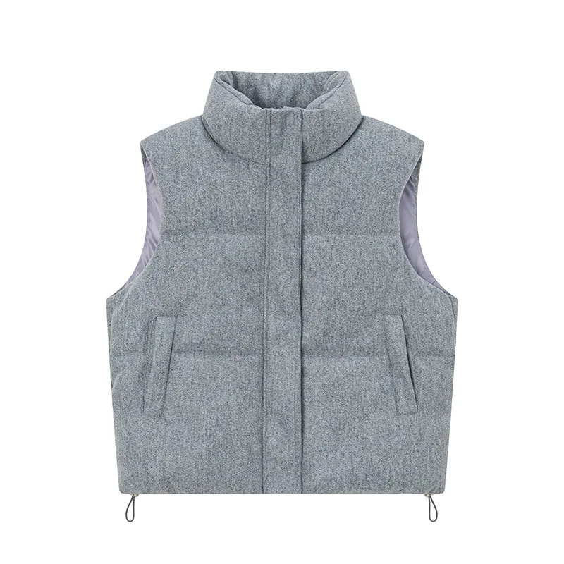 Oversize Women Parkas Vest Coat Solid Jacket Sleeveless Stand Coolar Zipper Straight Fit Thick Office Lady Casual Winter 2025