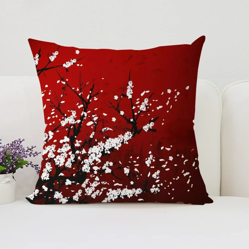 Cushion Cover 45x45 Cushions Covers Japanese Cherry Decorative Pillowcases Covers for Bed Pillows Home Decor Pillowcase 45*45