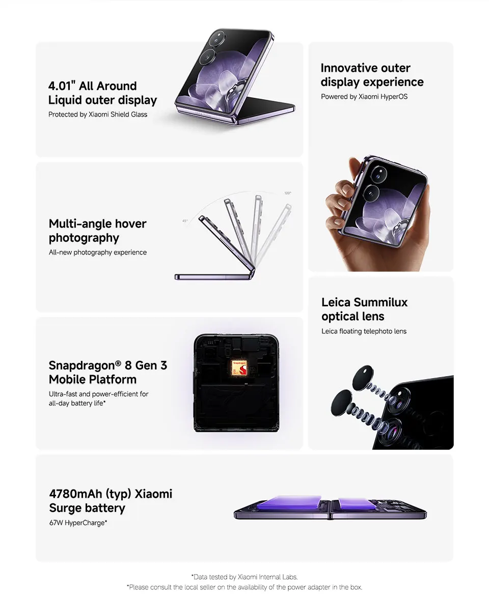 Xiaomi MIX Flip Smartphone Global Version New Snapdragon 8 Gen 3 CPU 512GB ROM 50MP Leica Camera Foldable Display NFC