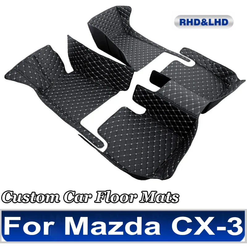 Car Floor Mats For Mazda CX-3 CX3 DK 2016~2022 Leather Luxury Mat Protective Rug Carpet Set Auto Interior Parts Car Accessories