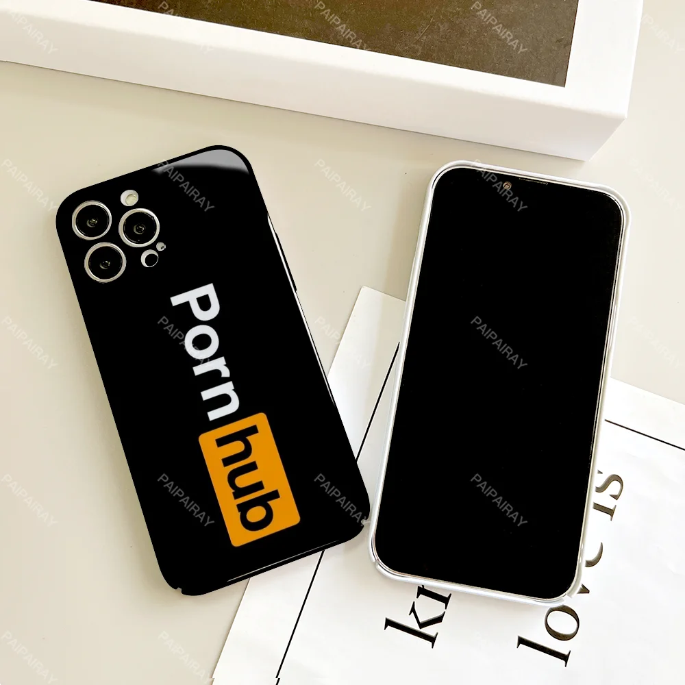 مضحك P-PornhubS جراب هاتف آيفون 16 15 14 13 12 11 زائد برو ماكس صغير لامع HD الغلاف الصلب فيلم قذيفة