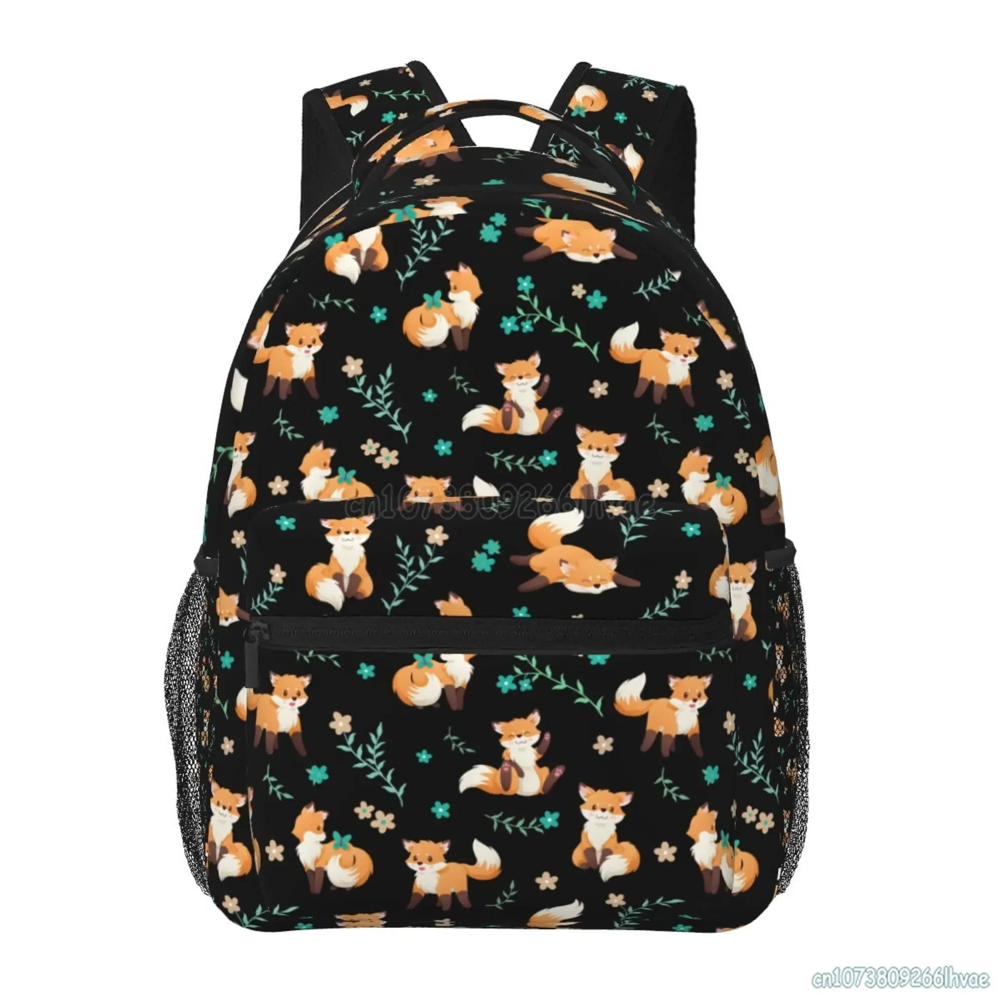 Cute Red Foxes Flower Pattern Backpacks Unisex Travel Bag Fashion Casual Daypack School Bookbags Laptop Backpack for Students