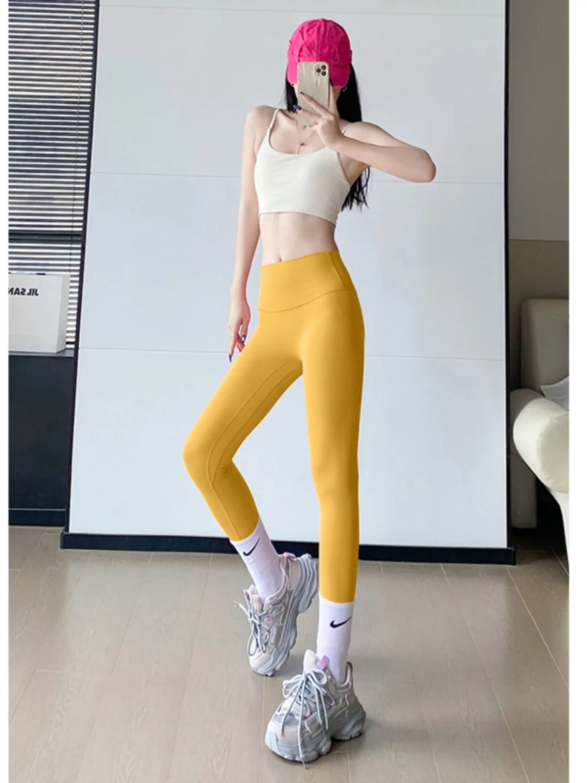 سراويل اليوغا النسائية متعددة الألوان الخوخ بعقب رفع Fitn ضيق الإحساس عالية الخصر تشغيل الرياضة orts لا واضح Ss