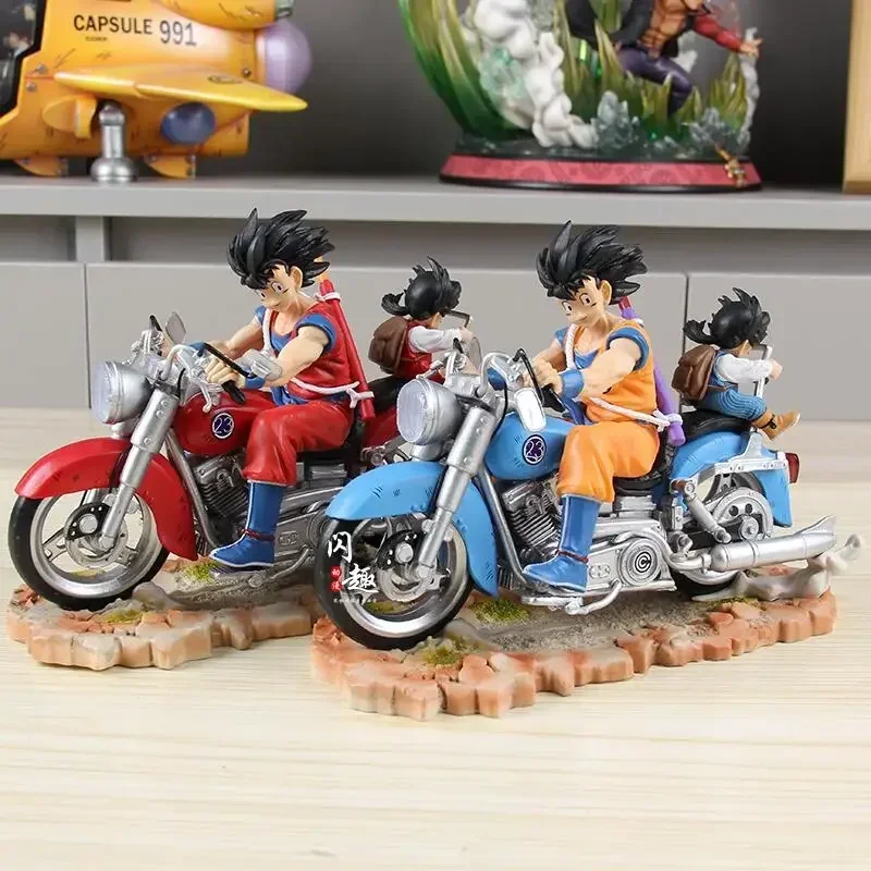 

15cm Dragon Ball Anime Figure Goku Son Gohan Goku Action Figure Dbz Father And Son Motorcycle Cute Collection Model Toys Presen