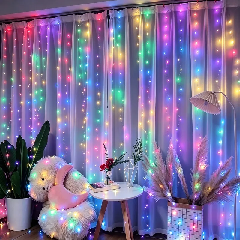 3/4/6m Curtain LED String Lights Garland USB Festoon Remote Control Fairy Garland Lights Christmas Decoration for Bedroom Home