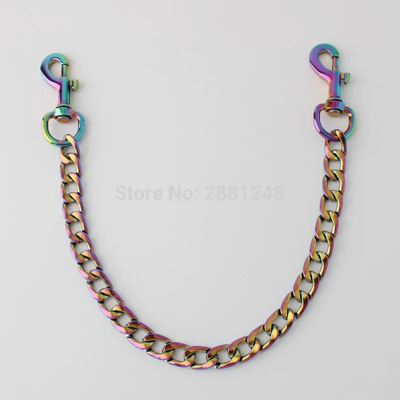 Width 11mm Rainbow chain bags purses strap accessory factory quality plating cover wholesale Flat chain