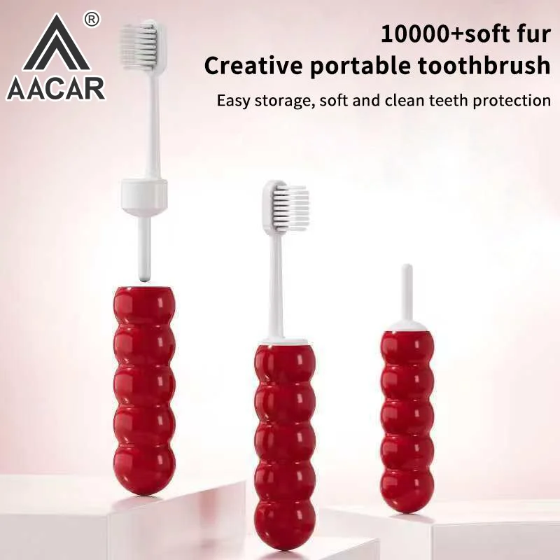 Travel Portable Folding Candied Hawthorn-shaped Toothbrush Super Soft Bristle Toothbrush Fold Outdoor Easy To Take Toothbrush