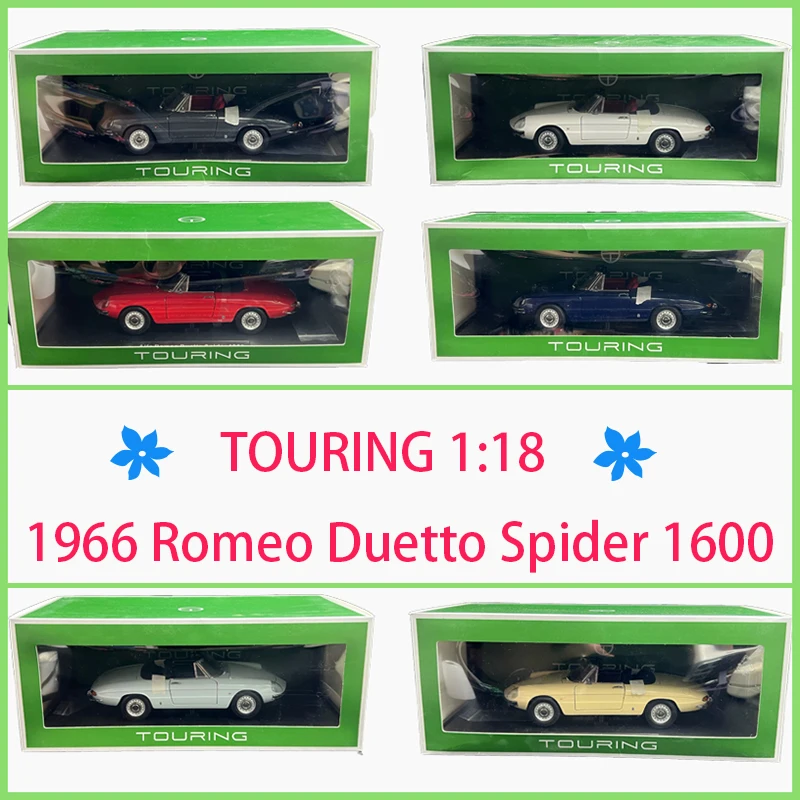 

Коллекционная модель автомобиля TOURING 1:18, 1966 Romeo Duetto Spider 1600, из сплава, для праздничной коллекции, подарков, сувениров и демонстрации