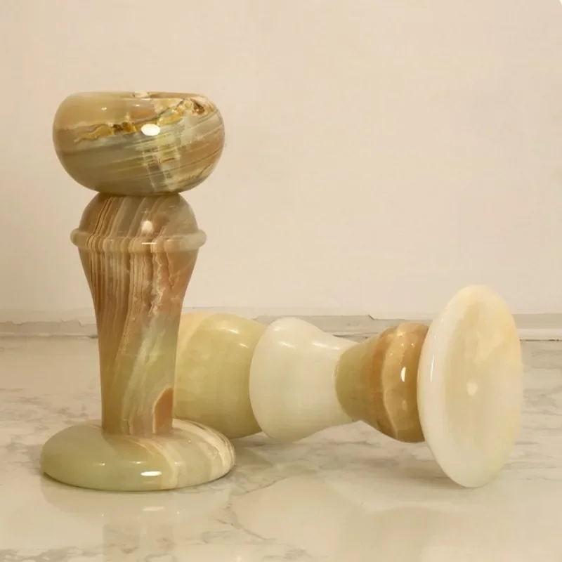Light Luxury Candle Holder Aesthetic Art Design Jade Aromatherapy Candle Holders Modern Decoration Elegant Wedding Centerpieces