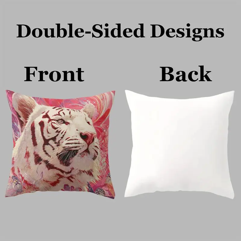 Wild Cat Tiger Lion Print Pillowcases Set of 4 Jungle Beast Graphic Throw Pillow Covers for Modern Bedroom Decor 40x40cm