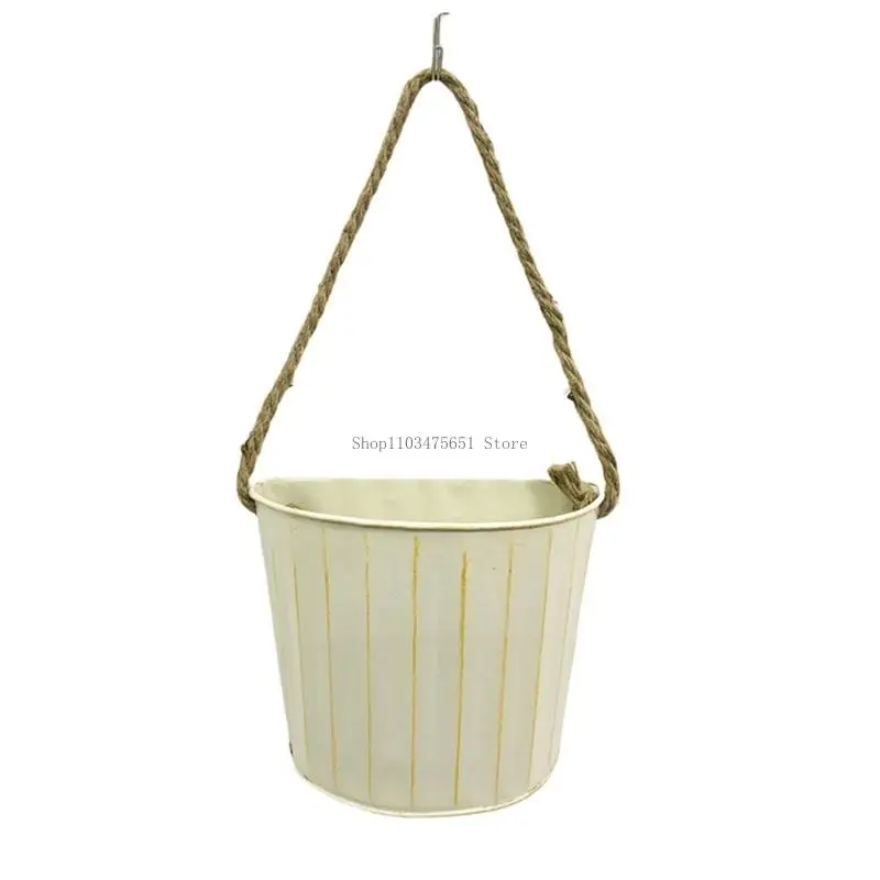 

Rustical Iron Hanging Flower Pot Wall Mounted Plant Container Balcony Decoration