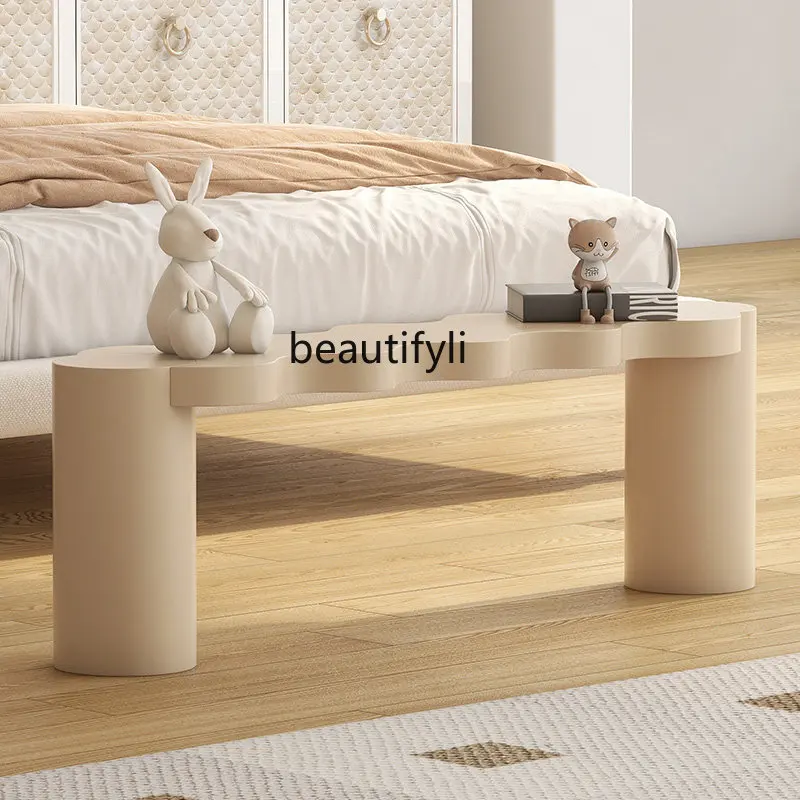 zqBench Living Room Simple Modern French Cream Style Wave Bed Stool Bedroom