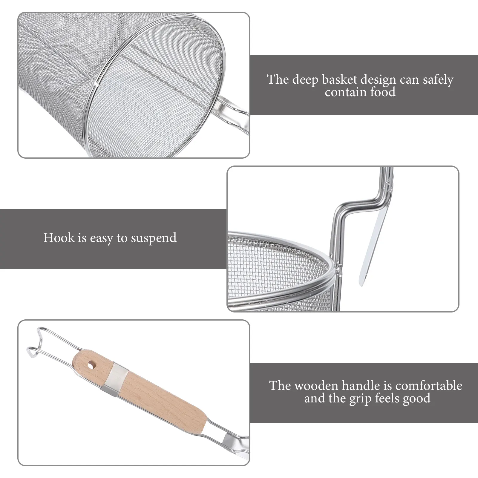 

1pc Stainless Steel Mesh Spoon Noodle Colander 12cm 14cm 16cm Kitchen Tool Pasta Strainer Lightweight Practical