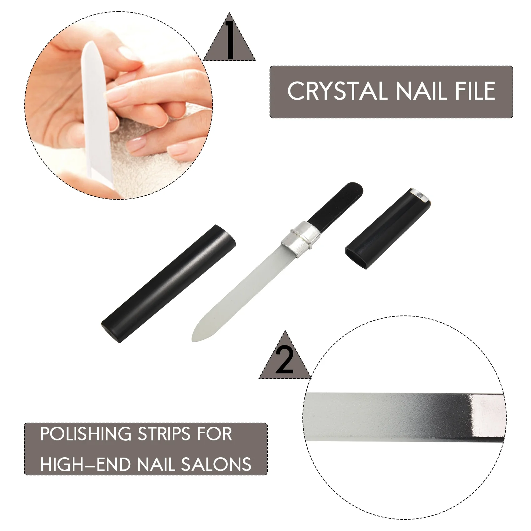A39M 4本組ガラス製ネイルファイル、ケース付きクリスタルネイルファイル、両面フィンガーネイルファイル、プロ用マニキュアネイルケア