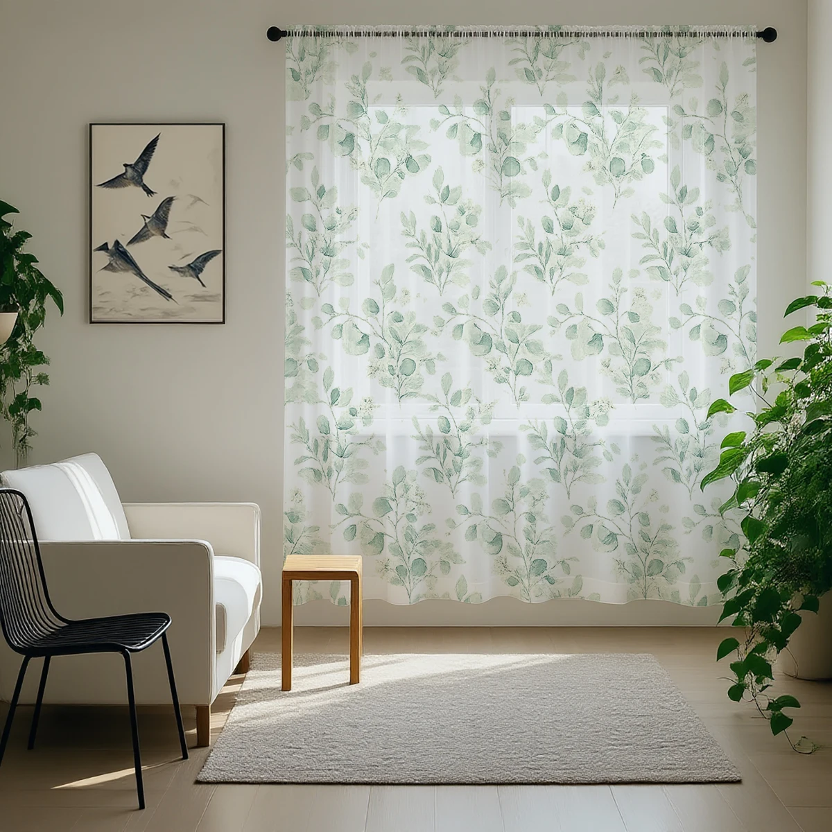 1 Piece Green Branch & Bud Sheer Curtain - Translucent, Light Reducing, Privacy, Rod Pocket, for Living/Bedroom/Kids Room/Party - view 6