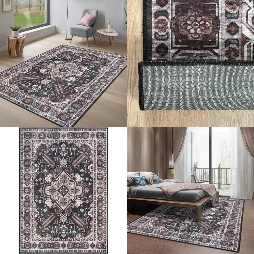 

Machine Washable 8x10 Adiva Rugs for Living Room, Bedroom, Bathroom, and Kitchen with Non-Slip Backing for Floor Decor