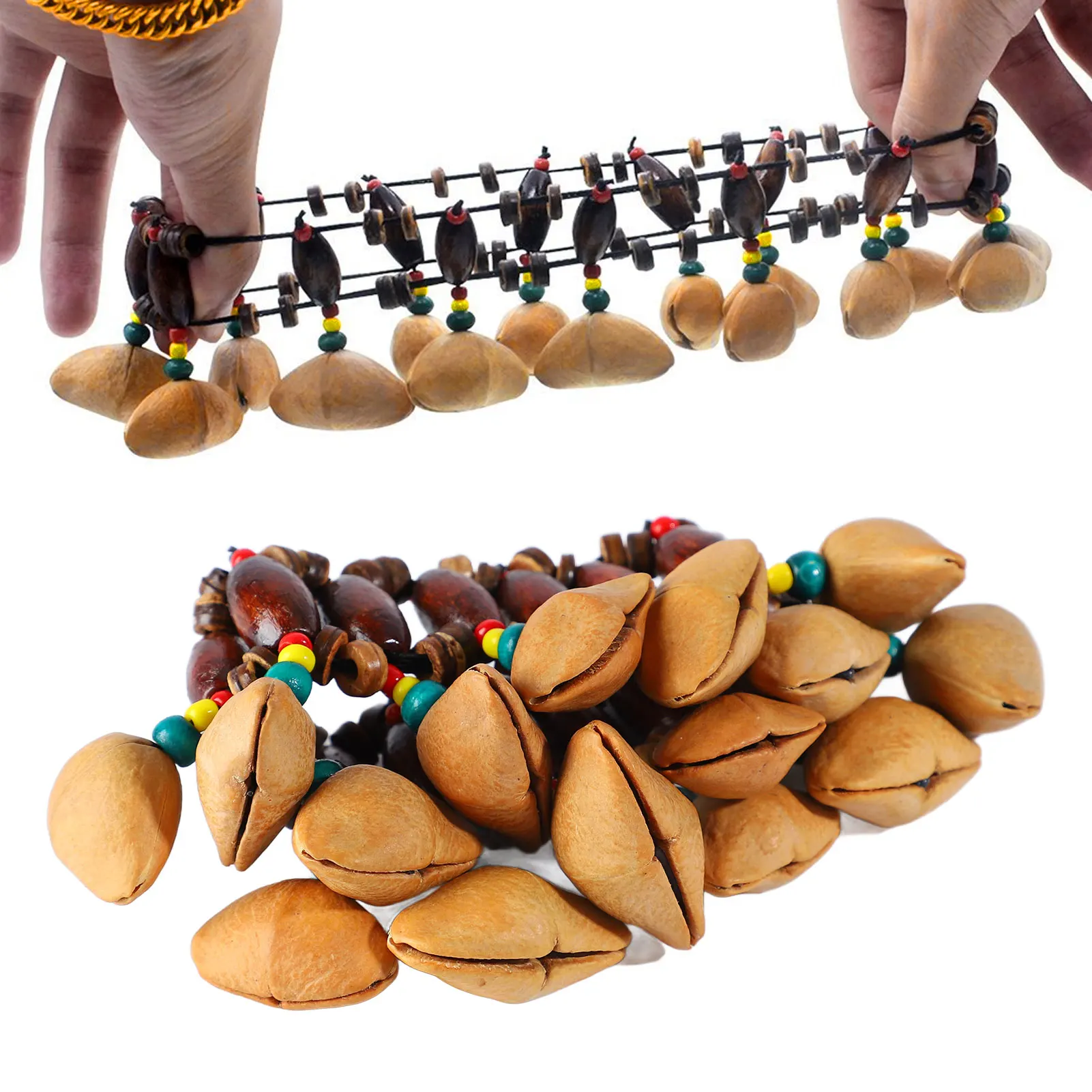 Nuts Handbell Drum African Tribal Style Hand Chain Bracelet Nut Shell Percussion Instrument Bell Musical Accessories Toy