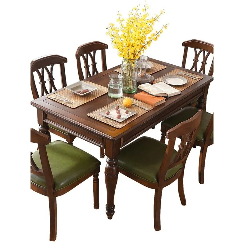 

обеденный стол, комбинация обеденного стола и стула из цельного дерева, прямоугольная мебель для гостиной, бытовой обеденный стол