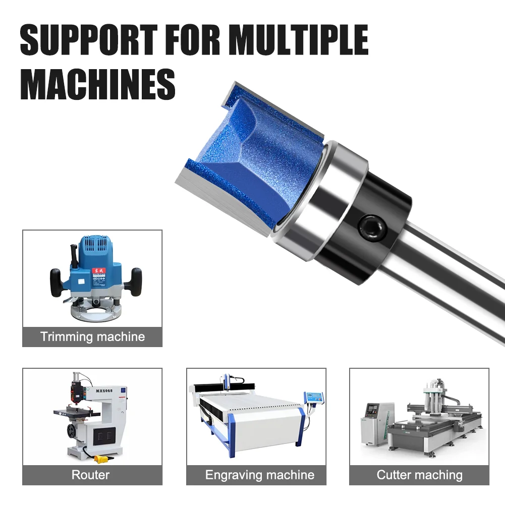 Broca de enrutador de moldura empotrada de vástago de 6mm, broca de patrón de rodamiento inferior, cortador de fresado de madera, herramienta de