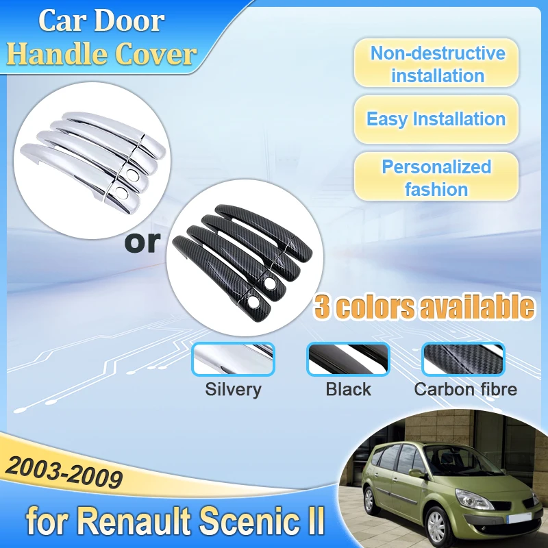 Для Renault Megane II MK2 2003 2004 2005 ~ 2008 автомобильная хромированная дверная ручка из АБС-пластика, защита от царапин, нержавеющая наклейка, аксессуары, гаджет