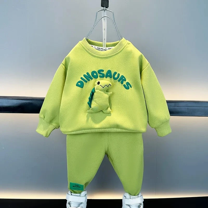 

2023 New Children's Cotton Sweater Pants 2 Piece Set Foreign Style Boys and Girls Baby Dinosaur Clothes 2 Piece Set Kids Outfits