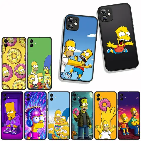 Funda de Teléfono con Diseño de Anime S-Simpsons, Linda Funda de Bart para Apple iPhone 17 16 15 11 Pro XS Max XR 6 7 8 Plus + SE 2020 5 16E, Funda Suave