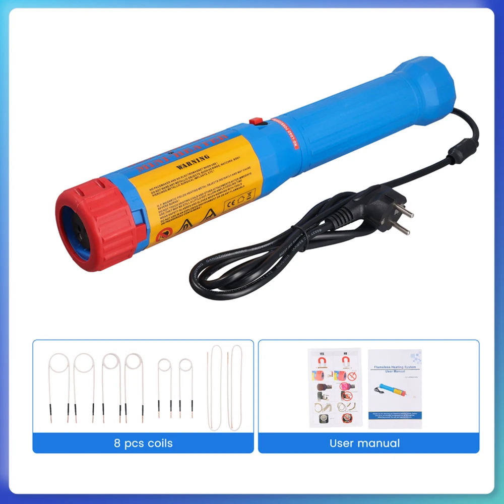 Podofo 1100W Handheld boutverwijderaar, roestige schroeven verwijderingsgereedschap met 8 spoelen magnetische inductie verwarmingsset voor thuisgarage reparatie