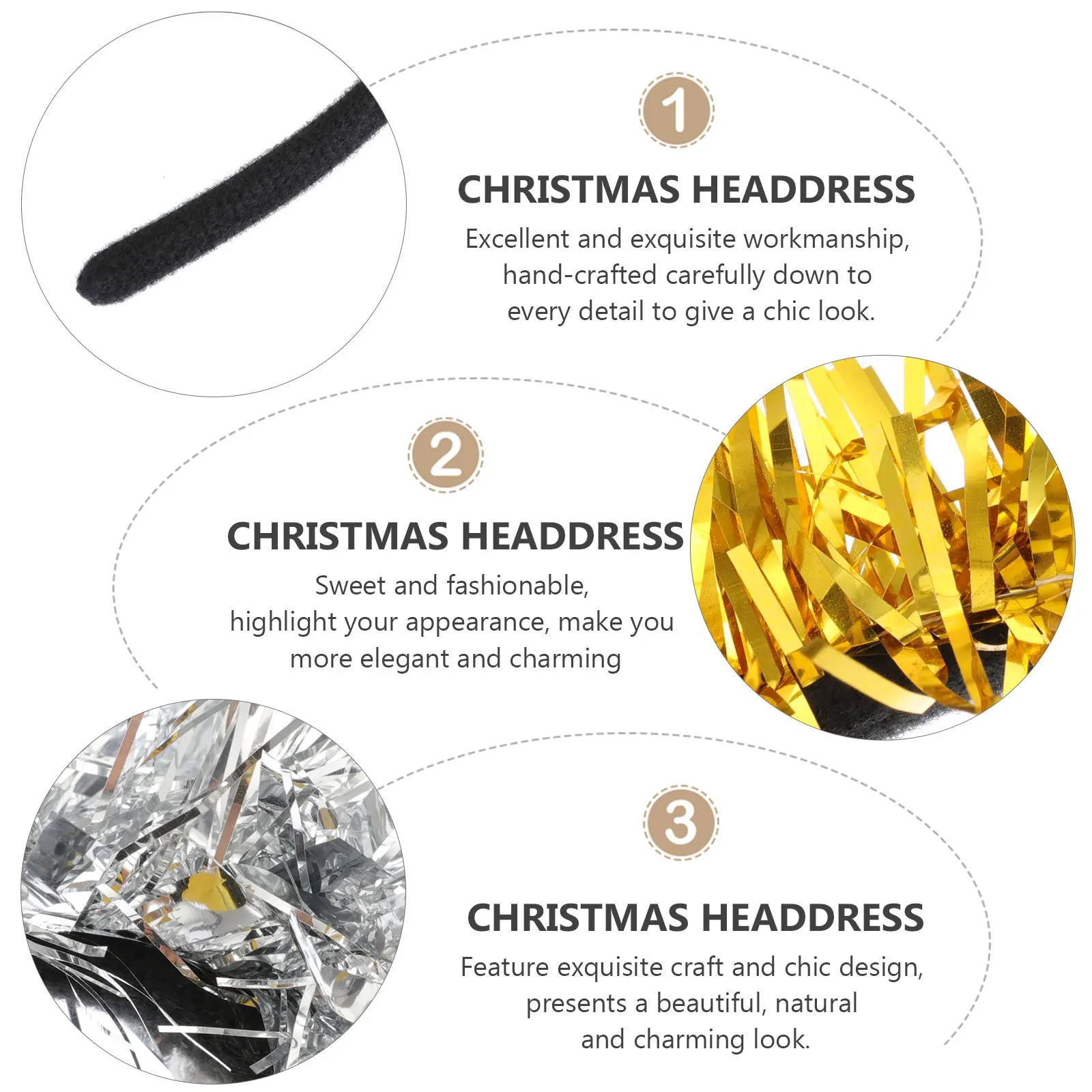 

2Pcs Christmas Five-Pointed Star Headband Elegant Festive Hair Hoop Perfect Holiday Party Costume Accessory Xmas Star Headpiece