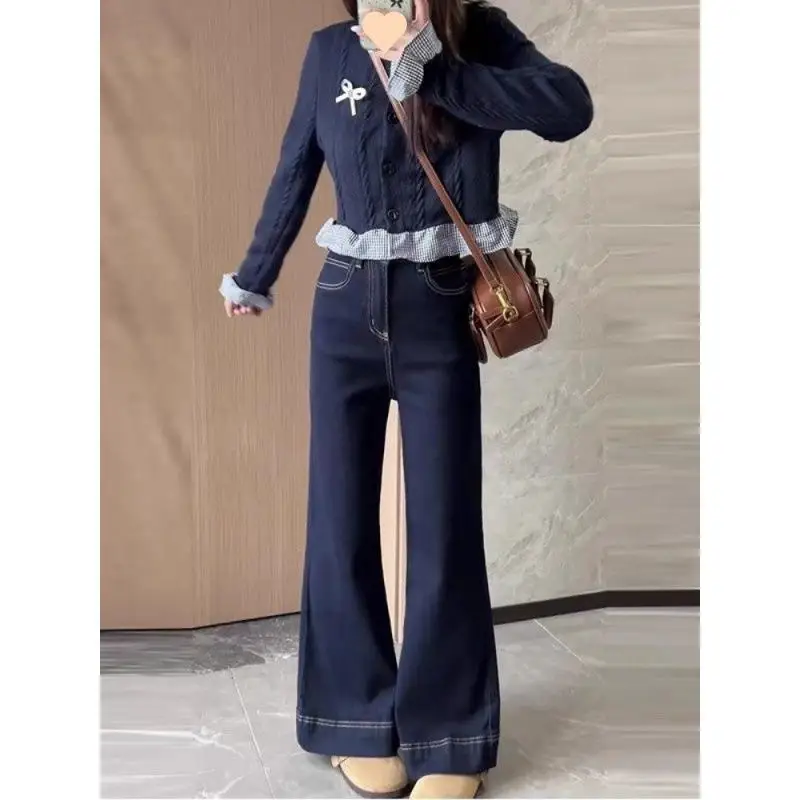 

Свободные прямые джинсы с высокой талией, женские расклешенные джинсы из хлопка, прямые утягивающие брюки Ci Sle