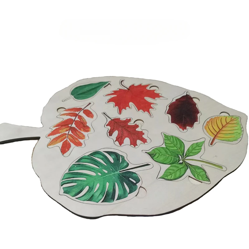 Montessori Leaf จิ๊กซอว์ปริศนาของเล่นไม้กระดานวาดภาพความรู้ความเข้าใจเกมการศึกษาของเล่นสําหรับเด็กการสอน Aids