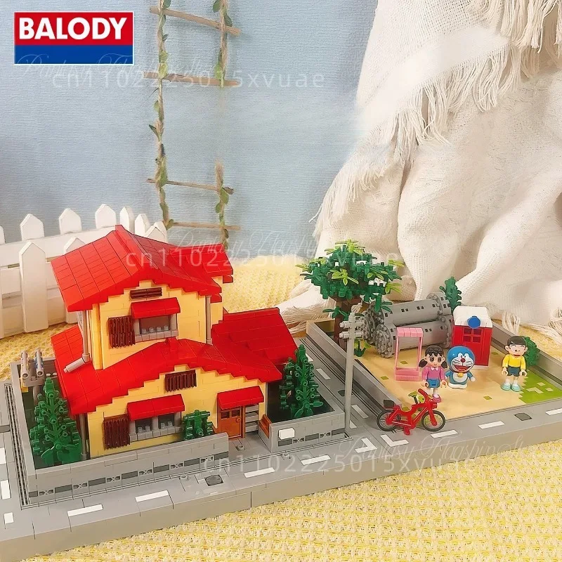 New BALODY Doraemon Building Blocks Cartoon Assembly Toys Street View Model Large Collectible Desktop Decoration Holiday Gifts