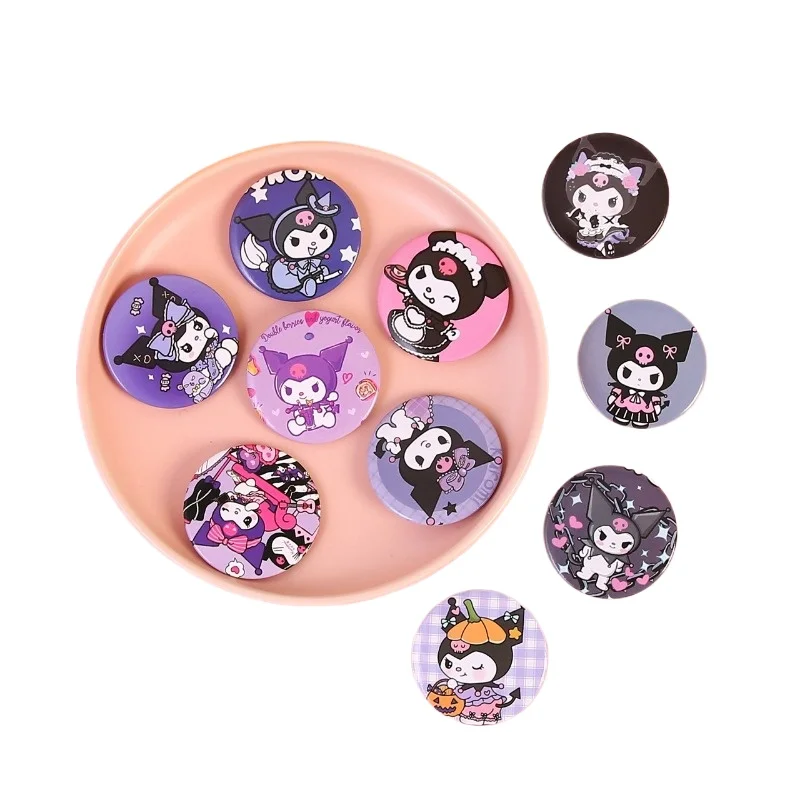 Sanrio Kuromi Broochs Anime Action Figure Cute Cartoon PVC Brooch Anime Merchandise Clothing SchoolBag Decoration Children Gifts