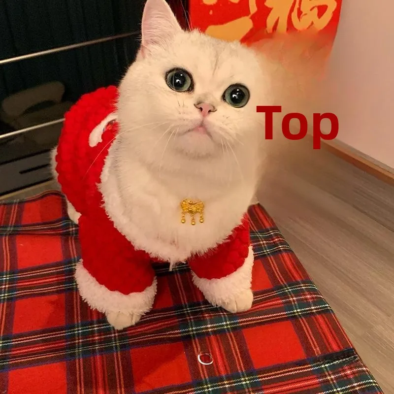 

Новогодняя хлопковая одежда для домашних животных, теплая одежда для собак, годовая одежда для посетителей, милая одежда с защитой от падения волос, одежда для фотофона