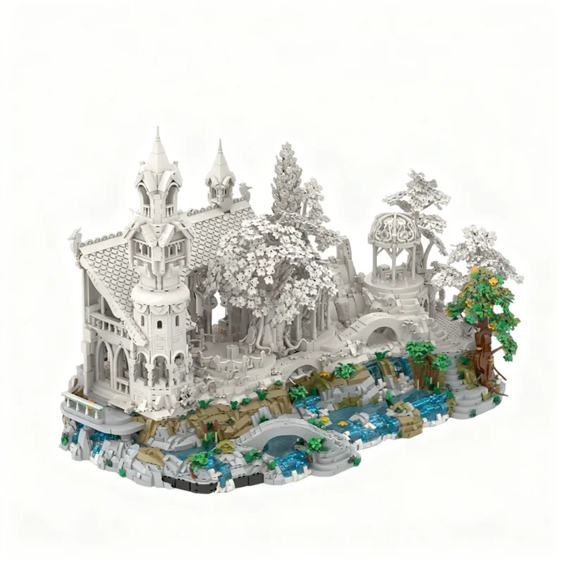 8119pcs MOC Rivendell Display Base Medieval Castle Model Building Blocks Home Decor Desk Shelf Accent Collector Gift For Adults
