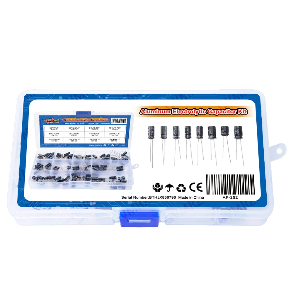 120PCS/lot 16V-50V electrolytic capacitors assortment box set 12values 1uF-470uF Aluminum Electrolytic Capacitor Assortment Kit