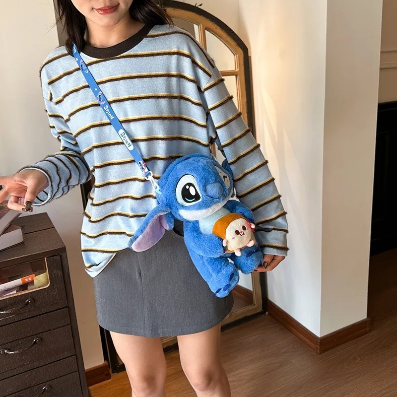 Disney 2025 New Cute Stitch Doll Backpack Crossbody Bag Soft Cute Cartoon Plush Birthday Holiday Christmas Best Gift
